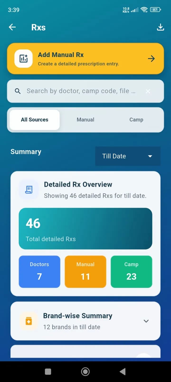 ME Manager Rx summary dashboard