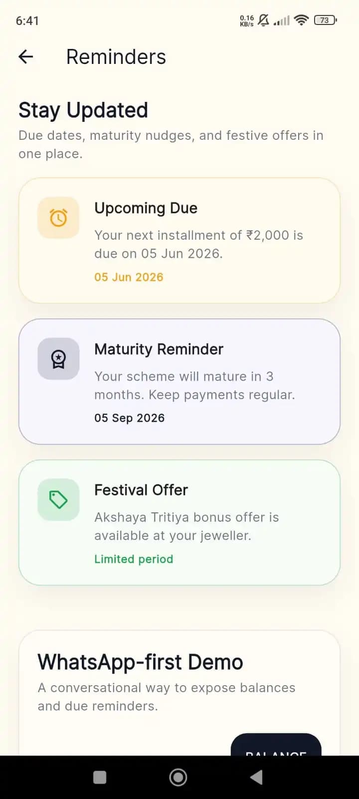 BishiPro due date and maturity reminders screen